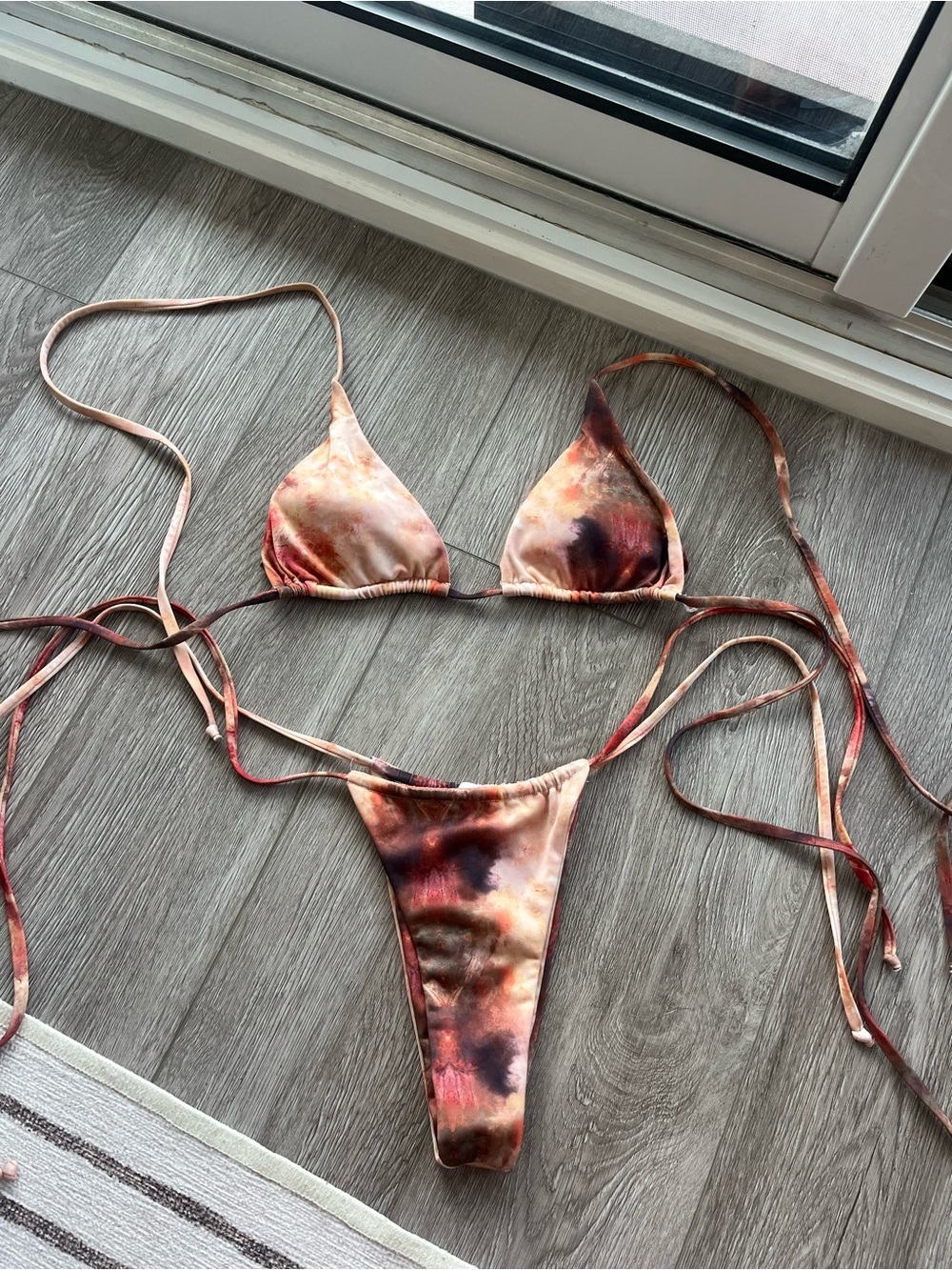 Tie-Dye String Bikini in Sunset Print